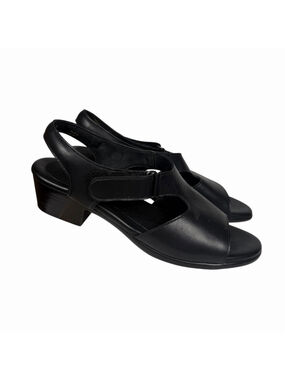 SAS Suntimer Black Leather Slingback Comfort Sandals Women's Size 9 S